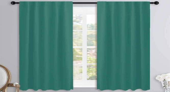 Adalee Green Cotton Room Darkening 5ft Window Curtain-Set of 2 Green (Green, 137 x 274 cm  (54" x 108") Curtain Size, Eyelet Pleat) by Urban Ladder - Cross View Design 1 - 482291
