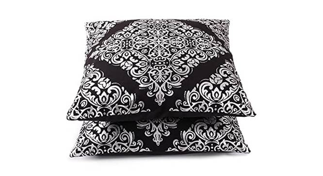 Prince Black Abstract 16x16 Inches Cotton Cushion Cover- Set of 2 (Black, 41 x 41 cm  (16" X 16") Cushion Size) by Urban Ladder - Cross View Design 1 - 482571