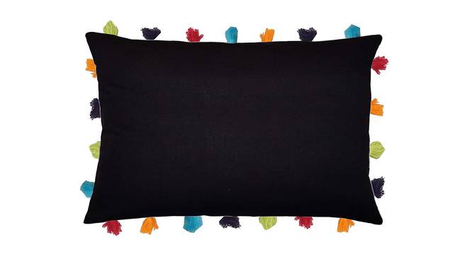 Edie Black Modern 14x20 Inches Cotton Cushion Cover - Set of 3 (Black, 36 x 51 cm  (14" X 20") Cushion Size) by Urban Ladder - Cross View Design 1 - 482683