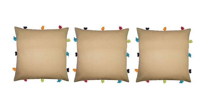 Griffin Beige Modern 12x12 Inches Cotton Cushion Cover -Set of 3 (Beige, 30 x 30 cm  (12" X 12") Cushion Size) by Urban Ladder - Front View Design 1 - 482707