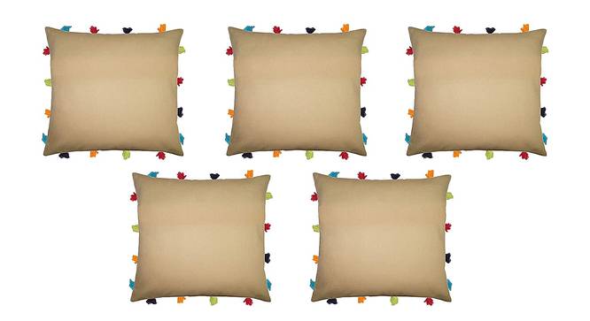 Rosie Beige Modern 14x14 Inches Cotton Cushion Cover - Set of 5 (Beige, 35 x 35 cm  (14" X 14") Cushion Size) by Urban Ladder - Front View Design 1 - 482711
