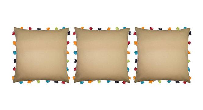 Stafford Beige Modern 18x18 Inches Cotton Cushion Cover -Set of 3 (Beige, 46 x 46 cm  (18" X 18") Cushion Size) by Urban Ladder - Front View Design 1 - 482712