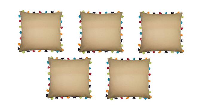 Huck Beige Modern 20x20 Inches Cotton Cushion Cover - Set of 5 (Beige, 51 x 51 cm  (20" X 20") Cushion Size) by Urban Ladder - Front View Design 1 - 482715