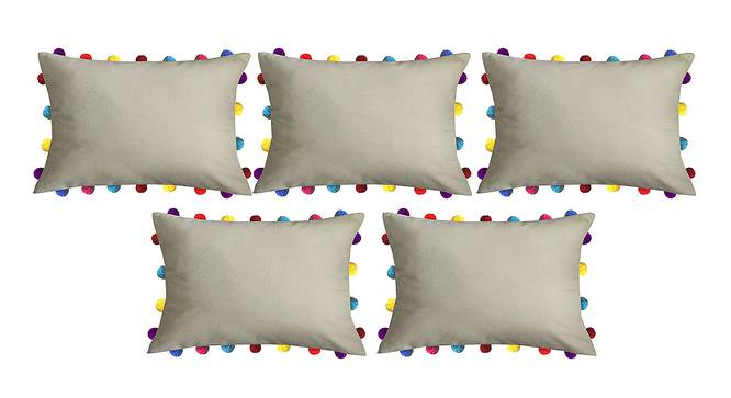 Ellen Beige Modern 14x20 Inches Cotton Cushion Cover - Set of 5 (Beige, 36 x 51 cm  (14" X 20") Cushion Size) by Urban Ladder - Front View Design 1 - 482722