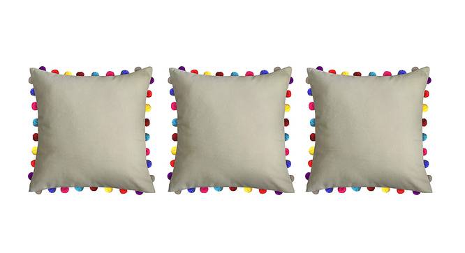 Megan Beige Modern 24x24 Inches Cotton Cushion Cover -Set of 3 (Beige, 61 x 61 cm  (24" X 24") Cushion Size) by Urban Ladder - Front View Design 1 - 482727