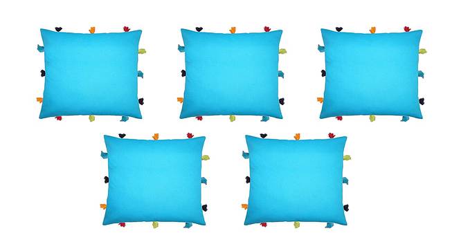 Maverick Blue Modern 12x12 Inches Cotton Cushion Cover - Set of 5 (Blue, 30 x 30 cm  (12" X 12") Cushion Size) by Urban Ladder - Front View Design 1 - 482806