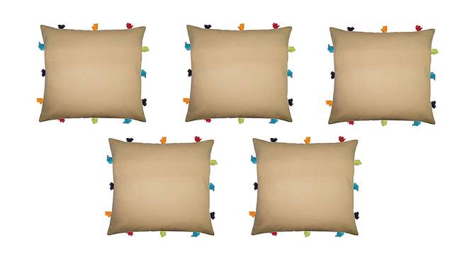 Rhys Beige Modern 12x12 Inches Cotton Cushion Cover - Set of 5 (Beige, 30 x 30 cm  (12" X 12") Cushion Size) by Urban Ladder - Front View Design 1 - 482807