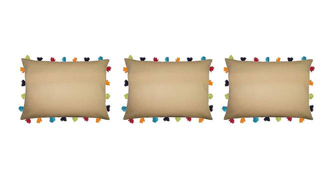 Etta Beige Modern 14x20 Inches Cotton Cushion Cover - Set of 3 (Beige, 36 x 51 cm  (14" X 20") Cushion Size) by Urban Ladder - Front View Design 1 - 482810