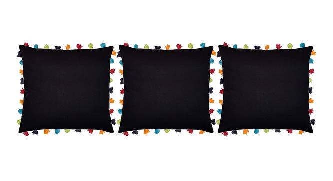 Daisy Black Modern 24x24 Inches Cotton Cushion Cover -Set of 3 (Black, 61 x 61 cm  (24" X 24") Cushion Size) by Urban Ladder - Front View Design 1 - 482817