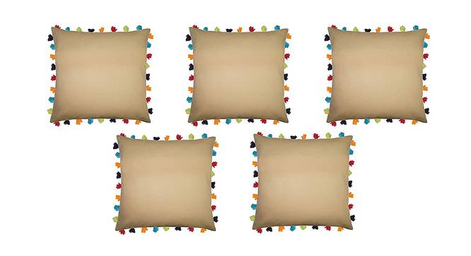 Elodie Beige Modern 24x24Inches Cotton Cushion Cover - Set of 5 (Beige, 61 x 61 cm  (24" X 24") Cushion Size) by Urban Ladder - Front View Design 1 - 482818