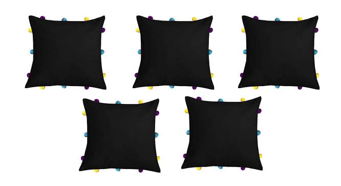 Saoirse Black Modern 12x12 Inches Cotton Cushion Cover - Set of 5 (Black, 30 x 30 cm  (12" X 12") Cushion Size) by Urban Ladder - Front View Design 1 - 482823