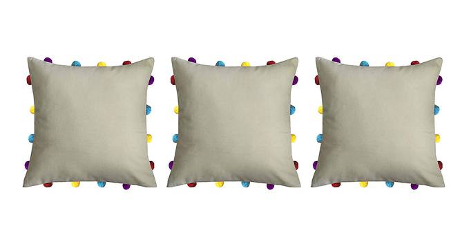 Vada Beige Modern 14x14 Inches Cotton Cushion Cover - Set of 3 (Beige, 35 x 35 cm  (14" X 14") Cushion Size) by Urban Ladder - Front View Design 1 - 482825