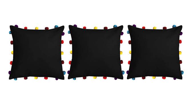 Aubriella Black Modern 16x16 Inches Cotton Cushion Cover -Set of 3 (Black, 41 x 41 cm  (16" X 16") Cushion Size) by Urban Ladder - Front View Design 1 - 482828