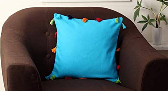 Wren Blue Modern 18x18 Inches Cotton Cushion Cover (Blue, 46 x 46 cm  (18" X 18") Cushion Size) by Urban Ladder - Cross View Design 1 - 482877