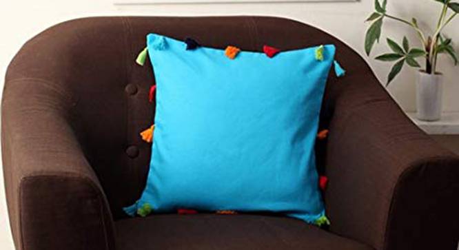 Deirdre Blue Modern 20x20 Inches Cotton Cushion Cover (Blue, 51 x 51 cm  (20" X 20") Cushion Size) by Urban Ladder - Cross View Design 1 - 482880