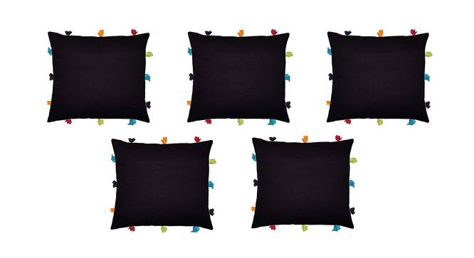 Pierce Black Modern 12x12 Inches Cotton Cushion Cover - Set of 5 (Black, 30 x 30 cm  (12" X 12") Cushion Size) by Urban Ladder - Front View Design 1 - 482904