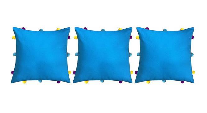Marleigh Blue Modern 12x12 Inches Cotton Cushion Cover -Set of 3 (Blue, 30 x 30 cm  (12" X 12") Cushion Size) by Urban Ladder - Front View Design 1 - 482917
