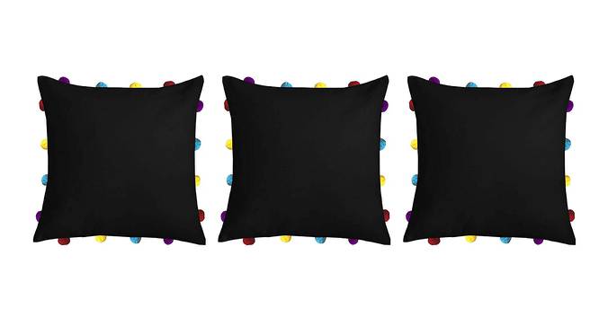 Madalyn Black Modern 14x14 Inches Cotton Cushion Cover - Set of 3 (Black, 35 x 35 cm  (14" X 14") Cushion Size) by Urban Ladder - Front View Design 1 - 482927