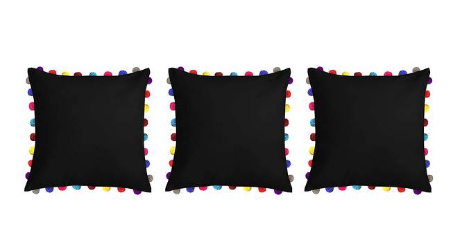 Siena Black Modern 24x24 Inches Cotton Cushion Cover -Set of 3 (Black, 61 x 61 cm  (24" X 24") Cushion Size) by Urban Ladder - Front View Design 1 - 482943