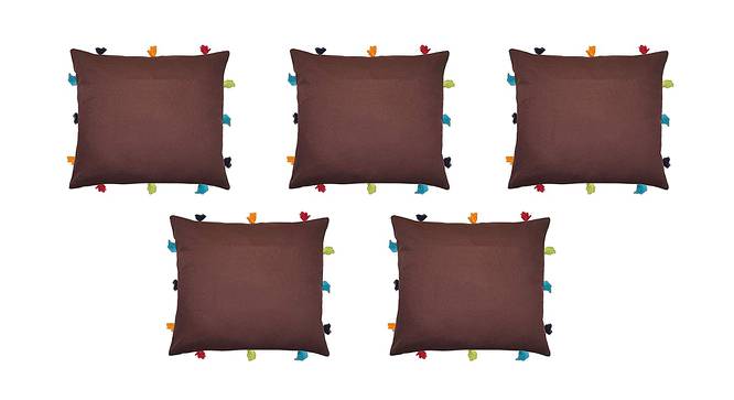 Otis Brown Modern 12x12 Inches Cotton Cushion Cover - Set of 5 (Brown, 30 x 30 cm  (12" X 12") Cushion Size) by Urban Ladder - Front View Design 1 - 483005