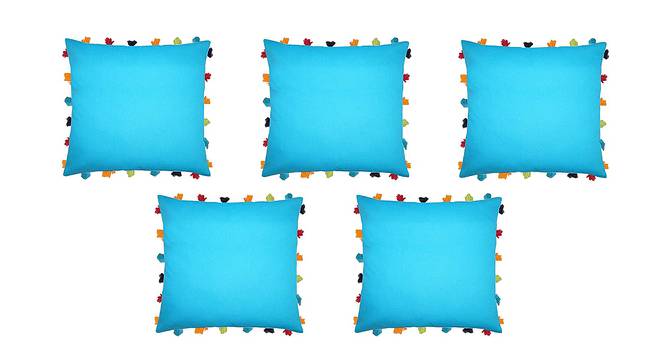 Winthrop Blue Modern 18x18 Inches Cotton Cushion Cover -Set of 5 (Blue, 46 x 46 cm  (18" X 18") Cushion Size) by Urban Ladder - Front View Design 1 - 483013