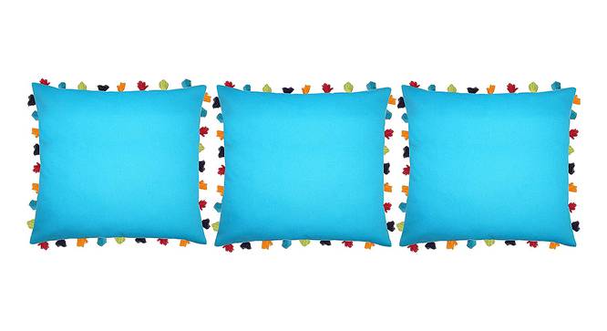 Carmela Blue Modern 24x24 Inches Cotton Cushion Cover -Set of 3 (Blue, 61 x 61 cm  (24" X 24") Cushion Size) by Urban Ladder - Front View Design 1 - 483016