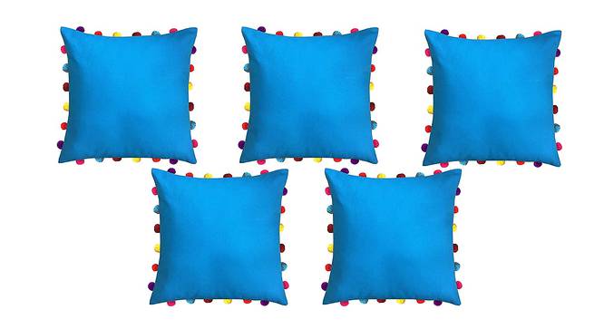 Lyra Blue Modern 18x18 Inches Cotton Cushion Cover -Set of 5 (Blue, 46 x 46 cm  (18" X 18") Cushion Size) by Urban Ladder - Front View Design 1 - 483029