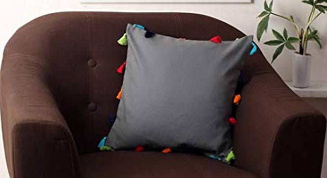Merritt Grey Modern 20x20 Inches Cotton Cushion Cover (Grey, 51 x 51 cm  (20" X 20") Cushion Size) by Urban Ladder - Cross View Design 1 - 483080