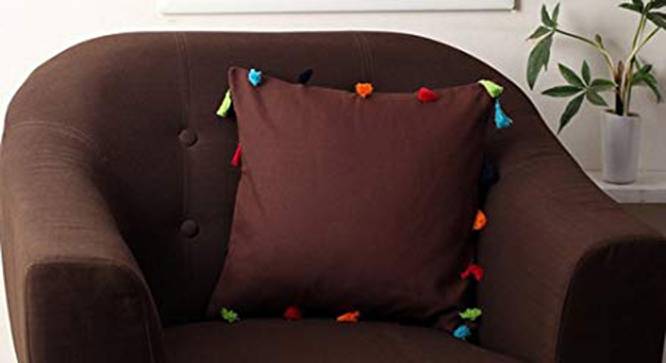 Opie Brown Modern 24x24 Inches Cotton Cushion Cover (Brown, 61 x 61 cm  (24" X 24") Cushion Size) by Urban Ladder - Cross View Design 1 - 483081