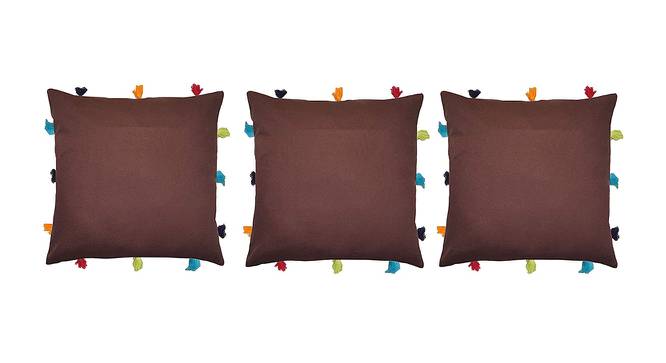 Fox Brown Modern 12x12 Inches Cotton Cushion Cover -Set of 3 (Brown, 30 x 30 cm  (12" X 12") Cushion Size) by Urban Ladder - Front View Design 1 - 483101