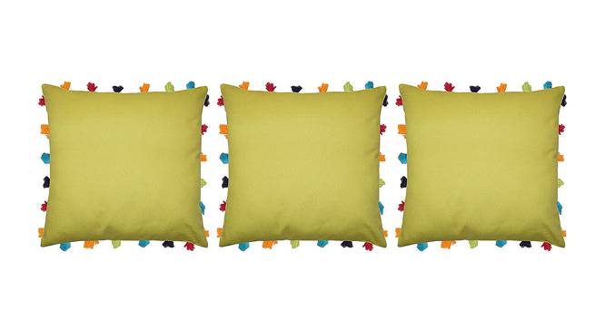 Pierce Green Modern 18x18 Inches Cotton Cushion Cover -Set of 3 (Green, 46 x 46 cm  (18" X 18") Cushion Size) by Urban Ladder - Front View Design 1 - 483106