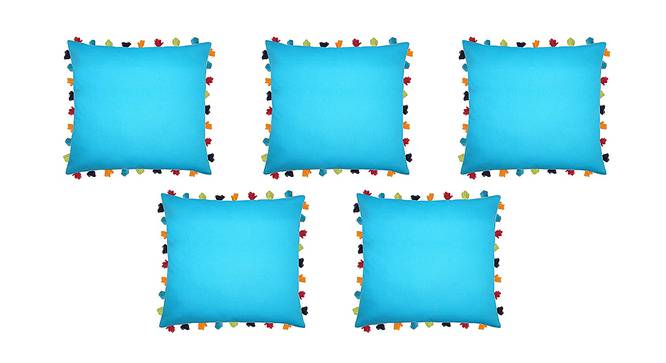Izzie Blue Modern 24x24Inches Cotton Cushion Cover - Set of 5 (Blue, 61 x 61 cm  (24" X 24") Cushion Size) by Urban Ladder - Front View Design 1 - 483111