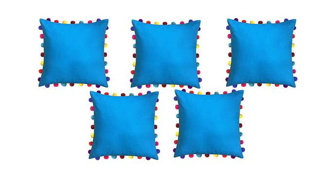 Ivory Blue Modern 20x20 Inches Cotton Cushion Cover - Set of 5 (Blue, 51 x 51 cm  (20" X 20") Cushion Size) by Urban Ladder - Front View Design 1 - 483123