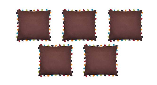 Tiana Brown Modern 24x24Inches Cotton Cushion Cover - Set of 5 (Brown, 61 x 61 cm  (24" X 24") Cushion Size) by Urban Ladder - Front View Design 1 - 483210