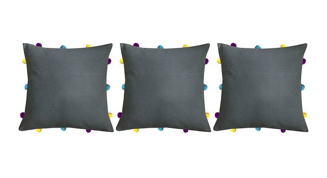 Estella Grey Modern 12x12 Inches Cotton Cushion Cover -Set of 3 (Grey, 30 x 30 cm  (12" X 12") Cushion Size) by Urban Ladder - Front View Design 1 - 483211