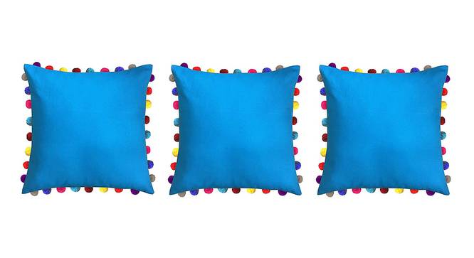 Davina Blue Modern 24x24 Inches Cotton Cushion Cover -Set of 3 (Blue, 61 x 61 cm  (24" X 24") Cushion Size) by Urban Ladder - Front View Design 1 - 483222