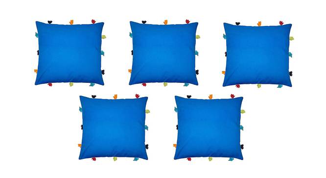 Roman Blue Modern 12x12 Inches Cotton Cushion Cover - Set of 5 (Blue, 30 x 30 cm  (12" X 12") Cushion Size) by Urban Ladder - Front View Design 1 - 483297