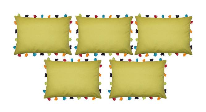 Harper Green Modern 14x20 Inches Cotton Cushion Cover - Set of 5 (Green, 36 x 51 cm  (14" X 20") Cushion Size) by Urban Ladder - Front View Design 1 - 483300