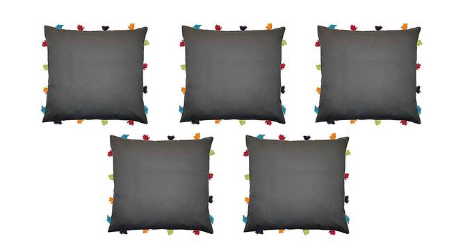 Rowan Grey Modern 14x14 Inches Cotton Cushion Cover - Set of 5 (Grey, 35 x 35 cm  (14" X 14") Cushion Size) by Urban Ladder - Front View Design 1 - 483301