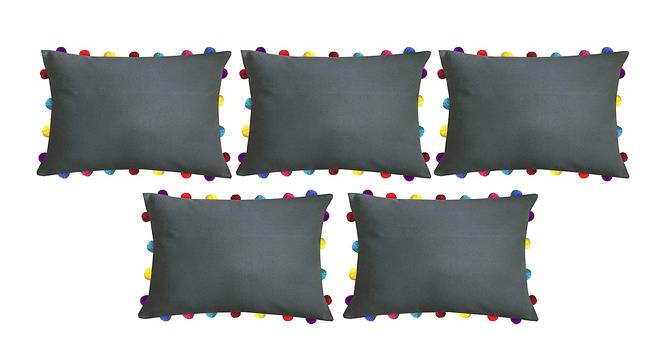 Rivka Grey Modern 14x20 Inches Cotton Cushion Cover - Set of 5 (Grey, 36 x 51 cm  (14" X 20") Cushion Size) by Urban Ladder - Front View Design 1 - 483313