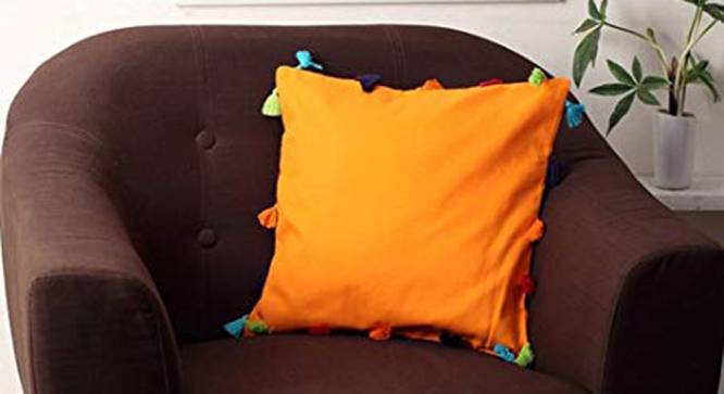 Elvis Orange Modern 12x12 Inches Cotton Cushion Cover (Orange, 30 x 30 cm  (12" X 12") Cushion Size) by Urban Ladder - Cross View Design 1 - 483361