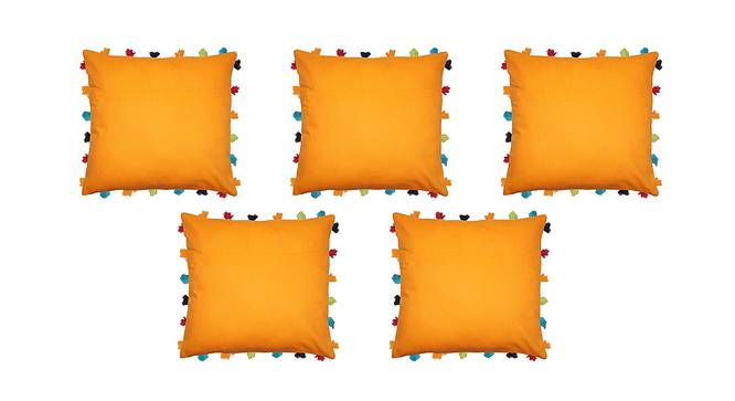 Carrington Orange Modern 18x18 Inches Cotton Cushion Cover -Set of 5 (Orange, 46 x 46 cm  (18" X 18") Cushion Size) by Urban Ladder - Front View Design 1 - 483398
