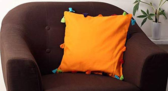 Arya Orange Modern 14x14 Inches Cotton Cushion Cover (Orange, 35 x 35 cm  (14" X 14") Cushion Size) by Urban Ladder - Cross View Design 1 - 483464