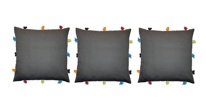 Holden Grey Modern 12x12 Inches Cotton Cushion Cover -Set of 3 (Grey, 30 x 30 cm  (12" X 12") Cushion Size) by Urban Ladder - Front View Design 1 - 483488