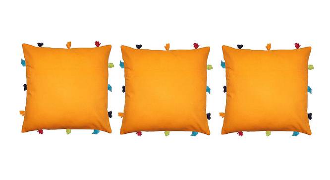 Lincoln Orange Modern 12x12 Inches Cotton Cushion Cover -Set of 3 (Orange, 30 x 30 cm  (12" X 12") Cushion Size) by Urban Ladder - Front View Design 1 - 483489