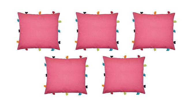Porter Pink Modern 12x12 Inches Cotton Cushion Cover - Set of 5 (Pink, 30 x 30 cm  (12" X 12") Cushion Size) by Urban Ladder - Front View Design 1 - 483490