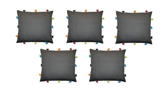 Rocco Grey Modern 12x12 Inches Cotton Cushion Cover - Set of 5 (Grey, 30 x 30 cm  (12" X 12") Cushion Size) by Urban Ladder - Front View Design 1 - 483491