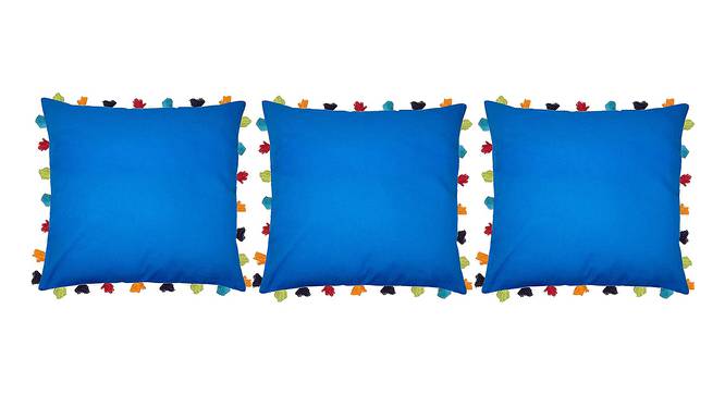 Cameron Blue Modern 20x20 Inches Cotton Cushion Cover -Set of 3 (Blue, 51 x 51 cm  (20" X 20") Cushion Size) by Urban Ladder - Front View Design 1 - 483499