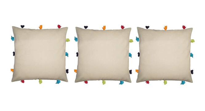 Felix Beige Modern 12x12 Inches Cotton Cushion Cover -Set of 3 (Beige, 30 x 30 cm  (12" X 12") Cushion Size) by Urban Ladder - Front View Design 1 - 483592