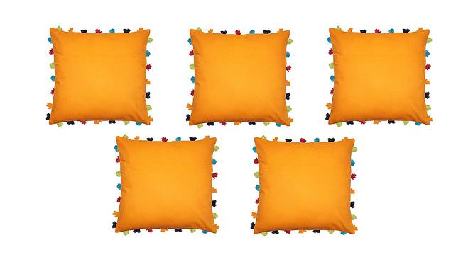 Joey Orange Modern 20x20 Inches Cotton Cushion Cover - Set of 5 (Orange, 51 x 51 cm  (20" X 20") Cushion Size) by Urban Ladder - Front View Design 1 - 483602